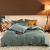 寝具セット日本風のキルトカバーベッドシート枕カバー4ピースセットソリッドカラーブラシ秋と冬の家の織物