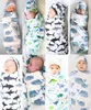 Newborn Baby Swaddle Wrap Sleeping Bags Hats 2pcs Set INS Cartoon Animal Print Swaddle Blanket Sleeping Swaddles Cap Cotton Wrap B7619960