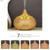 Humidifiers 500ML Aromatherapy Oil Diffuser Hollow Wood Grain Remote Control Ultrasonic Air Humidifier Cool with 7 Color LED Light