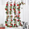 Decorative Flowers 240CM Rose Artificial Christmas Garland For Wedding Home Room Decoration Garden Arch DIY Fake Plant Vine