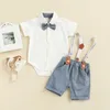 Kleidungssets Blotona Baby Boy Kurzärmel Tops Hosentender Shorts Anzüge Gentleman Revers Halsknopf Strampler-Hemd für den Frühling Sommer 0-3y