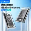 Kapsling orico transparent mini msata SSD -fodral till skrivning av SSD -kapsling Adapter Extern adapter 5Gbps för MSATA NGFF SSD för PC -fall