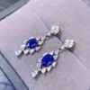 Kolczyki Dangle Natural Real Blue Sapphire Drope Earring Luksusowy styl 5 6 mm 0,95ct 2pcs Kamień 925 Srebrna biżuteria Srebrna L243162