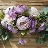 Fleurs décoratives mariage arc artificiel swag swag floral fausse feuilles vertes violet rose porte de porte couronne pour la pièce maîtresse de table