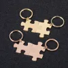 Anéis por atacado 10pcs/lote em branco Puzzle Keychain Keychains de aço inoxidável para Casal Gift DIY Custom Feminino Feminino Feminino