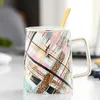 Mokken 450 ml (15 oz) Geometrische serie Ceramics Coffee Mug Milk Tea Office Cups Drinkware Het verjaardagscadeau met doos