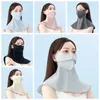 Szaliki solidny kolor jedwabnej maski UV ochrona letniej twarzy dekolt okładka osłona osłona kobiety
