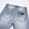 Męskie dżinsy wiosna lato ciency mężczyźni Slim Fit Europejska amerykańska marka High-end Małe proste spodnie Q9582-00