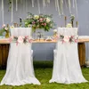 Decorative Flowers Artificial Flower Wedding Chair Decoration Crystal Organza Tulle Fabric Sashes For Party Arch Ornaments