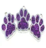 Whole 50pcslot Bling dog bear paw print hang pendant charms fit for diy keychains necklace fashion jewelrys4903789