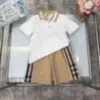 Dames t-shirt Brother Sister Style Rapel Set, Pearl Cotton Linen Polo Shirt, Plaid Woven Belt Splicing, Thin Lused Shorts