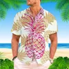 Men's Casual Shirts Fruit Printing Short Sleeve Shirt Trend Summer Loose Elegant Man Clothes Hawaiian Resort Style Top Roupas Maculinas