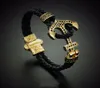 BC ATOLYESTONE Imperador Bracelete Bracelets de ouro ancoragem Bracelets de manguito de couro Bangles homens homens Mujer Pulseras14773193