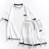 Summer informal de camisetas para hombre Jogger White White Impreso y2K Streetwear Ropa de 2 piezas SETS para hombres M-4XL 240408