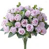 Decorative Flowers 10 Heads/Pcs Artificial Flower Silk Rose White Bouquet Fake For Wedding Table Party Vase Home Decor