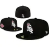 Chapeau à chapeau en forme pour hommes chapeaux de baseball Black Couleur toute équipe Outdoors Sports Sports Patchée Full Fermed Ciked Hats Mix Commande 7-8