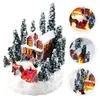 Decorative Figurines Christmas Resin Crafts Village Luminous Music Small House Snowman Tree LED Lights Holiday Gift Home Decor Ornaments