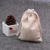 Storage Bags 500pcs/ Lot Custom Personalized Gift Pouch Cotton Drawstring Bag Natural Color Packaging Small Cloth