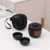 TeAware Setleri Japon Seramik Taşınabilir Seyahat Çay Seti Siyah Pottery Filtre Çayını Gaiwan Ofis Bardakları Süzgeç Kettle Drinkware