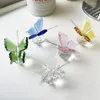 Decorative Figurines Crystal Butterfly With Glass Ball Base Statues Animal Figurine For Home Ornament Decor