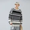 Ponts-pulls masculins hiver d'hiver Men de la broderie à rayures Pullover en tricotage coréen de mode coréen Vêtements 2024 Sweater mâle