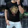 2024 Mens designer t shirt fashion Hot Drill letter Tshirts clothing casual Cotton Short Sleeve Top Men Women T-shirt Hight Quality Solid Color Tees Asian Size M-4XL