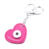 Schlüsselringe quadratische Lederschlüsselkettenschmuck 18mm Schnappknöpfe Ringkette Fit Snaps Keyring Drop Lieferung OTR6