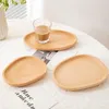 Assiettes en bois solide assiette en bois japonais Style Serving plateau collation pain gâteau plat platter végétal décoratif en bois