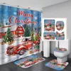 Duschvorhänge Frohe Weihnachtsvorhang Polyester Bad Set Mode 3D Badezimmer Weihnachtsmann Geschenk Home Decor Drop Drop