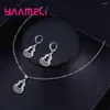 Boucles d'oreilles de collier Arrivées Gourd 925 Sterling White White Cubic Zirconia et pour les femmes Bijoux