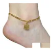 Anklets A-Z Initial Letter Anklet For Women Stainless Steel 21Cmadd10Cm Extender Gold Chain Alphabet Foot Accessories Jewelry Gift Dr Dhh0Y