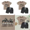 Наборы одежды Baby Boy Western Olde Cute Farm Print Print Футболка с короткими рукавами