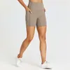 Quick Dry Breathable Yoga Shorts with Pockets Running Fitness Sports Cycling Pants High Waist Tight Biker Shorts