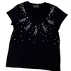 Projektantka koszulki damskiej wczesna wiosna nowy CH Casual Minimalist Style niski wszechstronny diament Inkrustowany czysto bawełniany mikro elastyczny T-shirt z krótkim rękawem FJ2D
