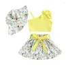 Kleidung Sets Kinder Baby Mädchen Sommer Outfit lässig ärmellose Tanktops Elastischer Blumenrock und Sonnenhut Set für Kleinkind