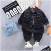 Conjuntos de roupas Spring Autumn Casual Boy Conjunto 2022 Moda de jeans ativa Jeans Pant Kid Crianças bebês criança roupas de roupa Dro dhwzy