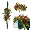 Decorative Flowers Christmas Mailbox Wreath Festive Holiday Glowing Led Pine Cone Berry Green Leaves Decoration For Indoor Outdoor