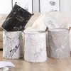 Laundry Bags Clothes Storage Basket Folding Marble Grain Bedroom Bag Container Bucket Panier Linge