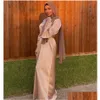 Vêtements ethniques Ramadan Eid Satin Hijab Robe Dubaï Abaya Turquie Summer Flare Mode musulmane Robes maxi pour femmes Islam Kaft Dhdiv