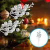 장식용 꽃 10pcs 인공 베리 줄기 크리스마스 트리 화환 장식을위한 반짝이 가짜 가지