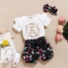 Ensembles de vêtements nés Baby Girls Clothes Summer Set Set Shorts floraux à manches courtes avec Bowknot Band Band 3PCS Tenues pendant 0-18 mois