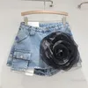 Röcke hohe Taillen-Denim-Blumenrock für Frauen 2024 Sommergewaschenen Vintage A-Line Hip-umgepacktes Modestuch