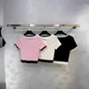 Designer de camisetas femininas Primavera e verão Novo Ch Nanyou Gaoding estilo gentil estilo garotinha slim slim Age reduzindo o pescoço quadrado de contraste de manga de malha de malha ijyp