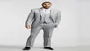 New Trendy Design Two Buttons Light Grey Groom Tuxedos Notch Lapel Groomsmen Man Suits Mens Wedding Suits JacketPantsVest3146957