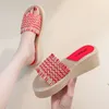 Slippers Women Summer Platform Imitation Straw Travel Espadrille Women's Sandals Wedge-heeled Bohemia Beach