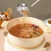 Colheres sopa sopa concha de aço inoxidável punhal comprido colher collander pote ramen macarrão coreano colheita de mesa de mesa de cozinha