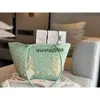 Grass woven Summer beach bag Mirror quality Anagram Basket Colorful shopping Women large capacity handbag Luxury designer