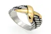 Kvinnor Simple Design Antique Silver Color Ring Featured Artikel X Form Rostfritt stål Söta ringar6282933