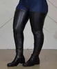 Big Size 43 Black Over Knee High Boots Fabric Stretch Fit Aland Twals Ladies Round Toe Taxa Botas compridas altas salto baixo Y11263002175