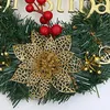 Fleurs décoratives couronne de Noël pour porte d'entrée décorations murales de fenêtre en or 2024 Garland Ornement Guirnalda Navidad 30cm